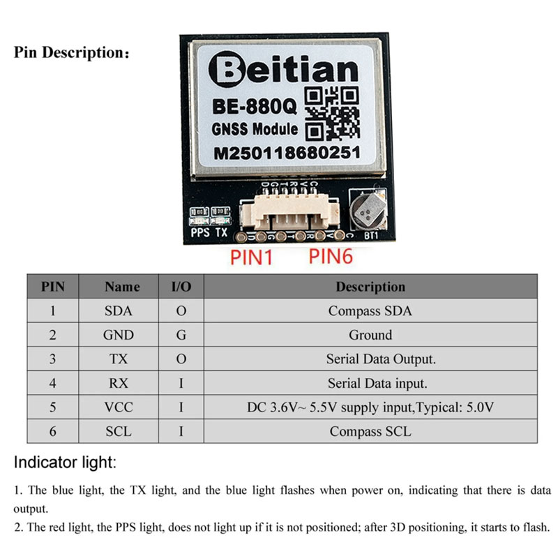 โมดูล GNSS GPS รุ่น BE-880Q ชิ - Drone Compass บทวิจารณ์และราคา